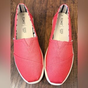 TOMS Alpargata Plus Sunset Coral Heritage Canvas NEW sz 8